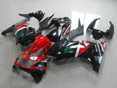 Kawasaki ZX250R Motorrad Verkleidung 2008-2012 - Glanzendes Schwarz Rot Weiss Grun Monster Motul