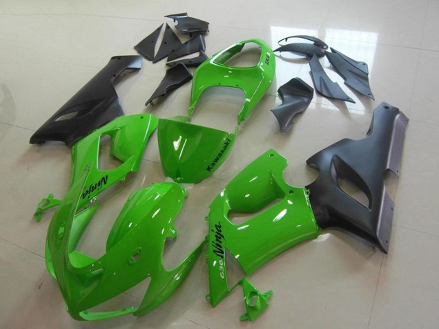 Kawasaki ZX6R Motorrad Verkleidung 2005-2006 - Grun Matt Schwarz