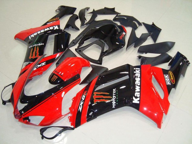 Kawasaki ZX6R Motorrad Verkleidung 2007-2008 - Monster In Rot