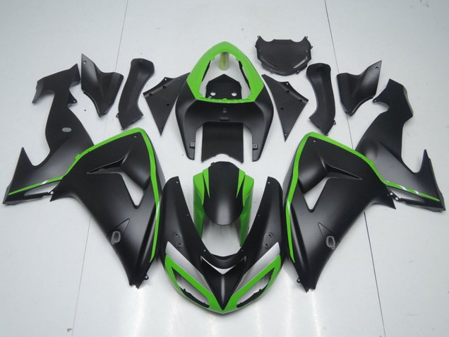 Kawasaki ZX10R Motorrad Verkleidung 2006-2007 - Grun Matt Schwarz