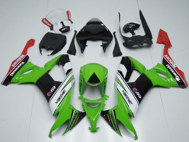 Kawasaki ZX10R Motorrad Verkleidung 2008-2010 - Grun Weiss Schwarz Rot Elf Motorrad