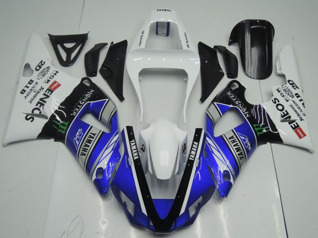 Yamaha YZF R1 Motorrad Verkleidung 2000-2001 - Weiss Blau Schwarz ENEOS Monster