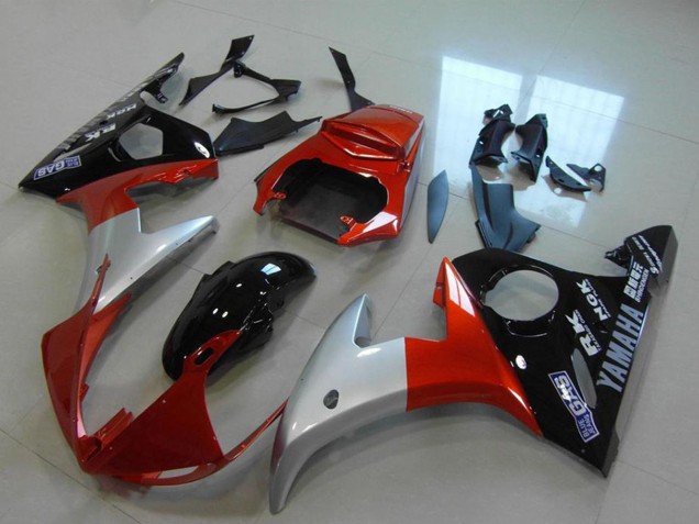 Yamaha YZF R6 Motorrad Verkleidung 2003-2004 - Rot Silber Glanzendes Schwarz
