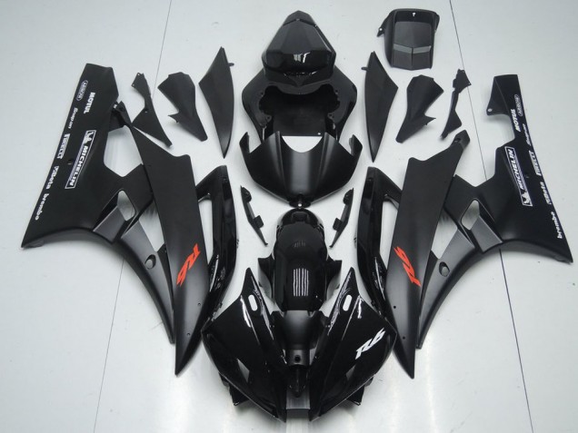 Yamaha YZF R6 Motorrad Verkleidung 2006-2007 - Glanzendes Schwarz Matt Schwarz Rot Motul Michelin