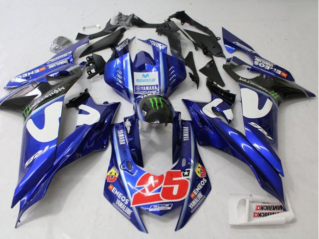 Yamaha YZF R6 Motorrad Verkleidung 2017-2023 - Weiss Blau Grun Monster MoviStar