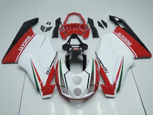 Ducati 749 Motorrad Verkleidung 2003-2004 - Weiss Rot Grun Glanzendes Schwarz
