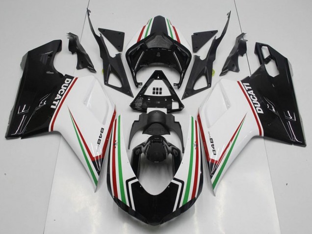 Ducati 848 Motorrad Verkleidung Kit 2007-2014 - Weiss Rot Grun Glanzendes Schwarz