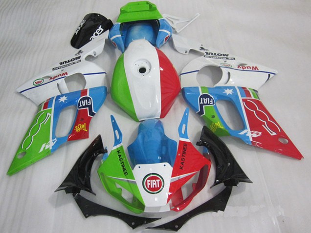 Yamaha YZF R6 Motorrad Verkleidung 1998-2002 - Weiss Blau Grun Rot Fiat Kastinee