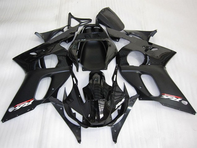 Yamaha YZF R6 Motorrad Verkleidung 1998-2002 - Glanzendes Schwarz Matt Schwarz