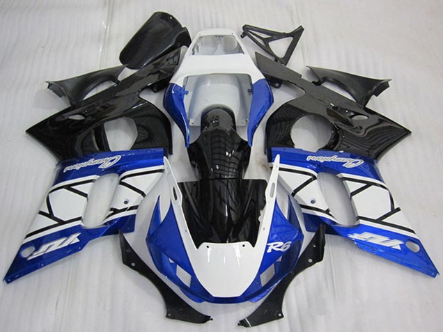 Yamaha YZF R6 Motorrad Verkleidung 1998-2002 - Weiss Blau Glanzendes Schwarz Champions