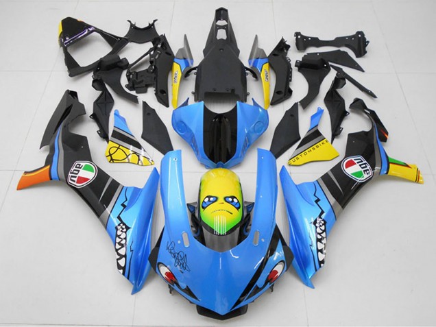 Yamaha YZF R1 Motorrad Verkleidung Kit 2015-2019 - Blau Gelb Hai
