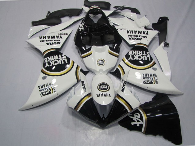 Yamaha YZF R1 Motorrad Verkleidung 2009-2011 - Weiss Schwarz Lucky Strike