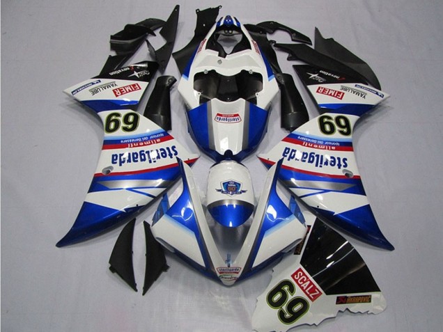 Yamaha YZF R1 Motorrad Verkleidung 2009-2011 - Weiss Blau Schwarz Sterilgarda SCALZ 69