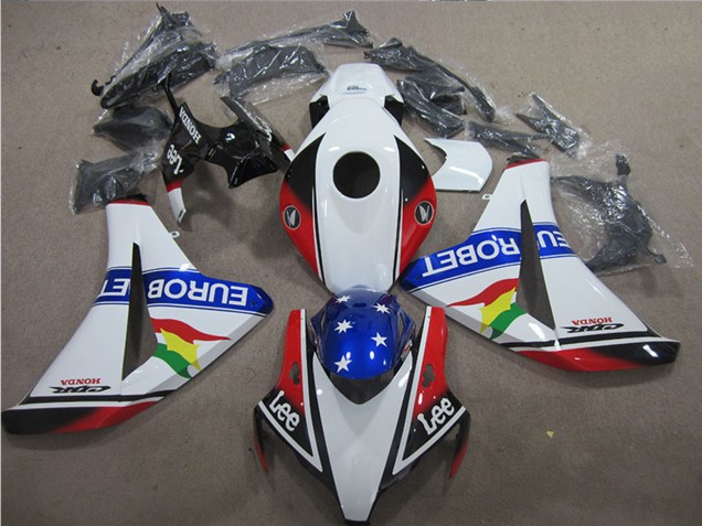 Honda CBR1000RR Motorrad Verkleidung 2008-2011 - Weiss Rot Blau Stern Carrera EuroBet Lee