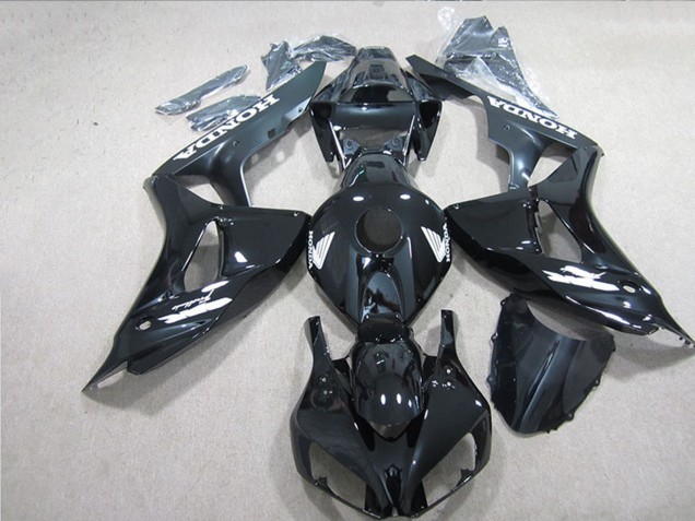 Honda CBR1000RR Motorrad Verkleidung 2006-2007 - Glanzendes Schwarz Weiss Aufkleber