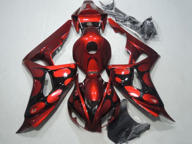 Honda CBR1000RR Motorrad Verkleidung 2006-2007 - Rot Glanzendes Schwarz Flamme