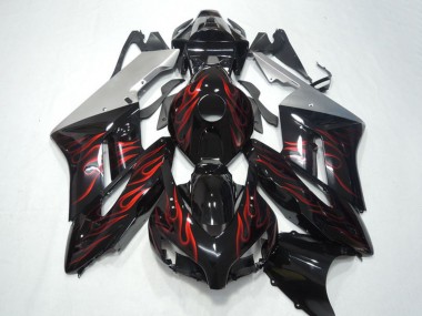Honda CBR1000RR Motorrad Verkleidung 2004-2005 - Silber Glanzendes Schwarz Rot Flamme