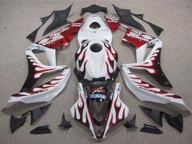 Honda CBR1000RR Motorrad Verkleidung 2004-2005 - Weiss Rot Glanzendes Schwarz Flamme Hai