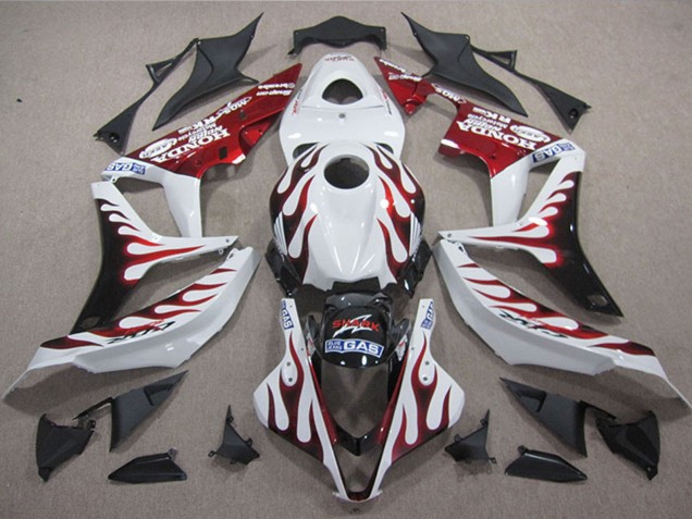 Honda CBR1000RR Motorrad Verkleidung 2004-2005 - Weiss Rot Glanzendes Schwarz Flamme Hai
