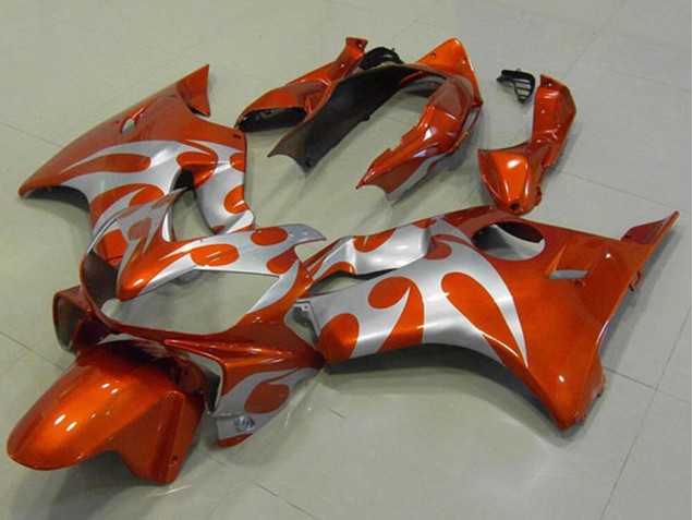 Honda CBR600 F4i Motorrad Verkleidung 2004-2007 - Silber Orange Flamme