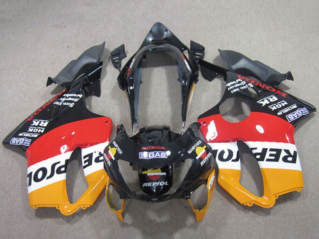 Honda CBR600 F4 Motorrad Verkleidung 1999-2000 - Orange Weiss Rot Glanzendes Schwarz Repsol