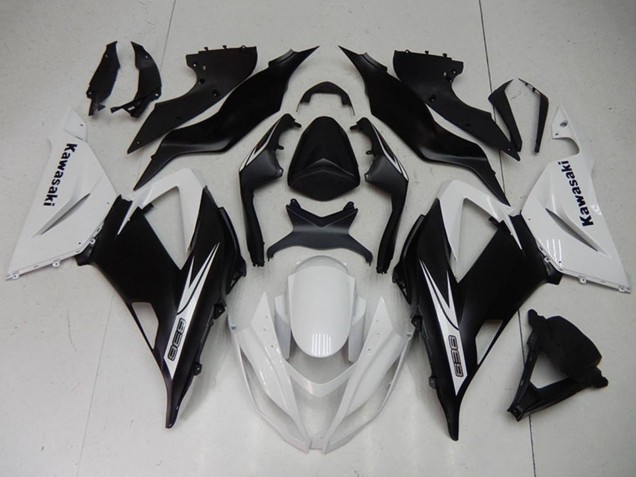 Kawasaki ZX6R Motorrad Verkleidungen Kit 2013-2018 - Weiss Matt Schwarz