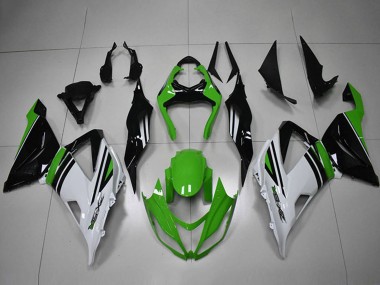 Kawasaki ZX6R Motorrad Verkleidung 2013-2018 - Grun Weiss Schwarz Streifen
