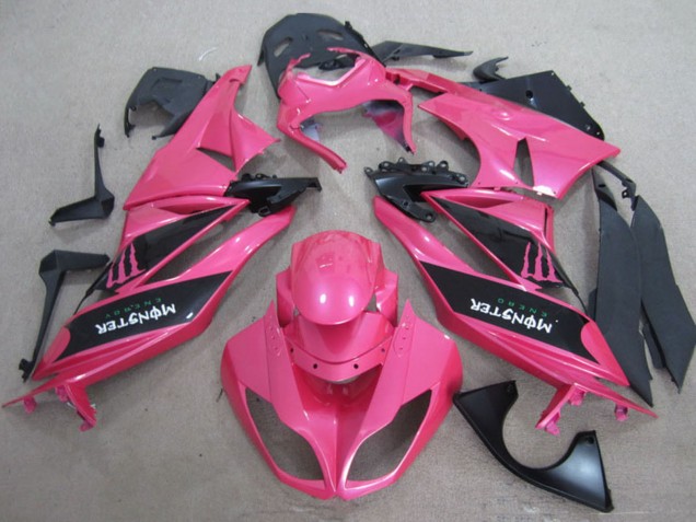 Kawasaki ZX6R Motorrad Verkleidung 2009-2012 - Rosa Schwarz Monster