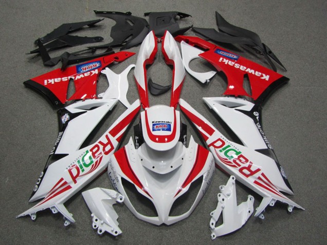 Kawasaki ZX6R Motorrad Verkleidung 2009-2012 - Weiss Rot Schwarz Rapid