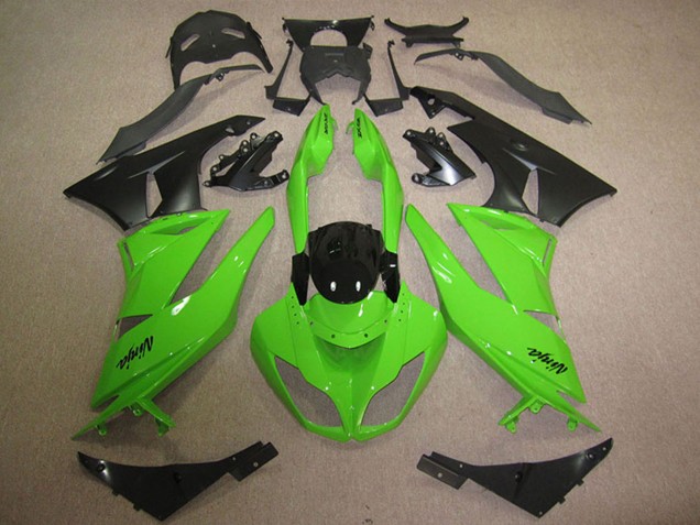 Kawasaki ZX6R Motorrad Verkleidung 2009-2012 - Grun Glanzendes Schwarz Matt Schwarz