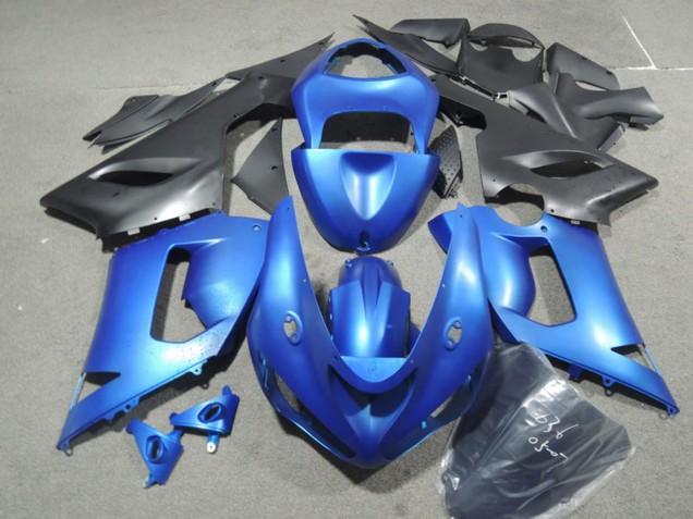 Kawasaki ZX6R Motorrad Verkleidung Kit 2005-2006 - Blau Matt Schwarz
