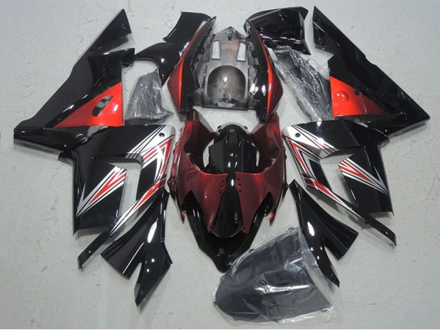 Kawasaki ZX10R Motorrad Verkleidung 2004-2005 - Schwarz Rot