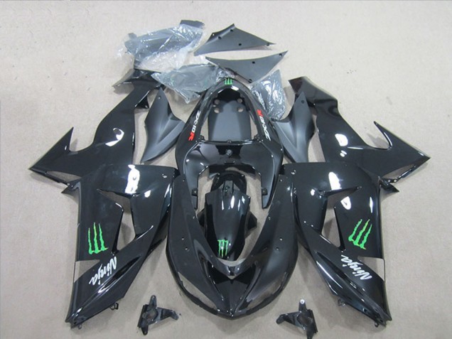 Kawasaki ZX10R Motorrad Verkleidung 2006-2007 - Glanzendes Schwarz Grun Monster