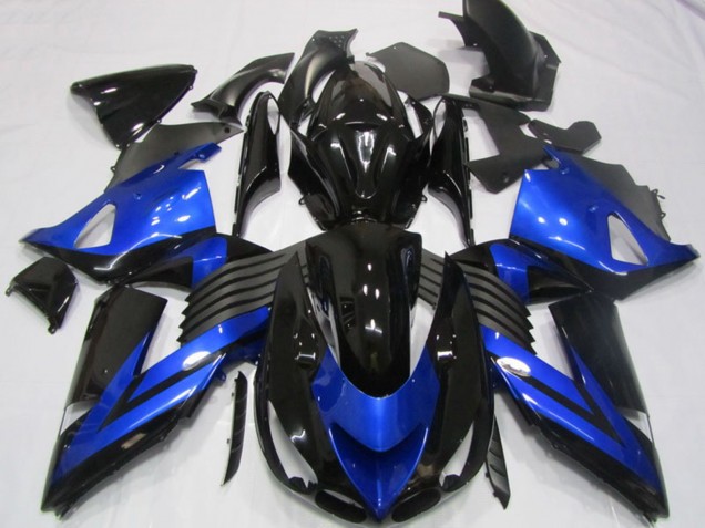 Kawasaki ZX14R ZZR1400 Motorrad Verkleidung 2006-2011 - Blau Glanzendes Schwarz