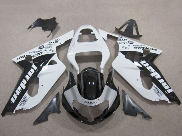 Suzuki GSXR 600 Motorrad Verkleidung 2001-2003 - Weiss Glanzendes Schwarz Jordan
