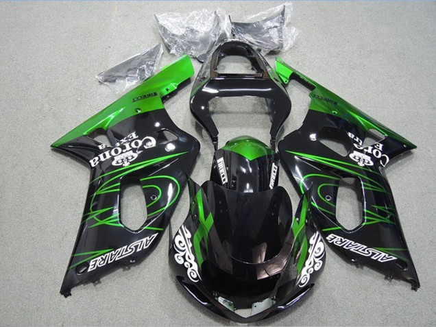 Suzuki GSXR 600 Motorrad Verkleidung 2001-2003 - Glanzendes Schwarz Grun Corona Extra Alstare