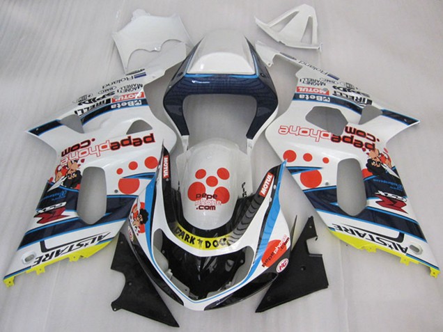 Suzuki GSXR 600 Motorrad Verkleidung 2001-2003 - Weiss Blau Rot Gelb Schwarz Dunkel Dog
