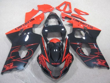 Suzuki GSXR 600 Motorrad Verkleidung 2004-2005 - Glanzendes Schwarz Rot