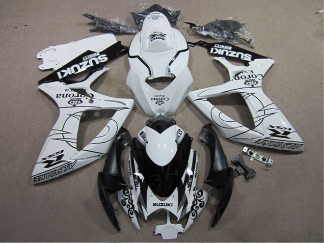 Suzuki GSXR 600 Motorrad Verkleidung 2006-2007 - Weiss Schwarz Corona Extra