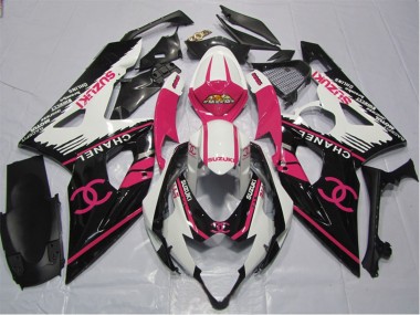 Suzuki GSXR 600 Motorrad Verkleidung 2006-2007 - Weiss Rosa Schwarz Chanel