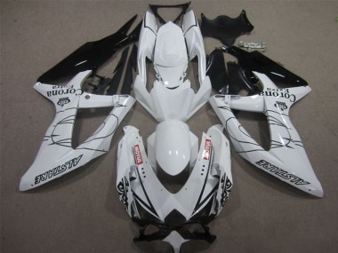 Suzuki GSXR 600 Motorrad Verkleidung 2008-2010 - Weiss Schwarz Corona Extra Motul