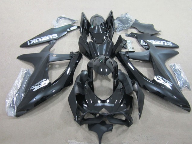 Suzuki GSXR 600 Motorrad Verkleidung 2008-2010 - Glanzendes Schwarz Weiss