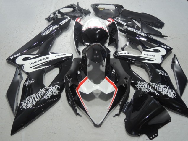Suzuki GSXR 1000 Motorrad Verkleidung 2005-2006 - Glanzendes Schwarz Weiss Rot Leuchtfeuer