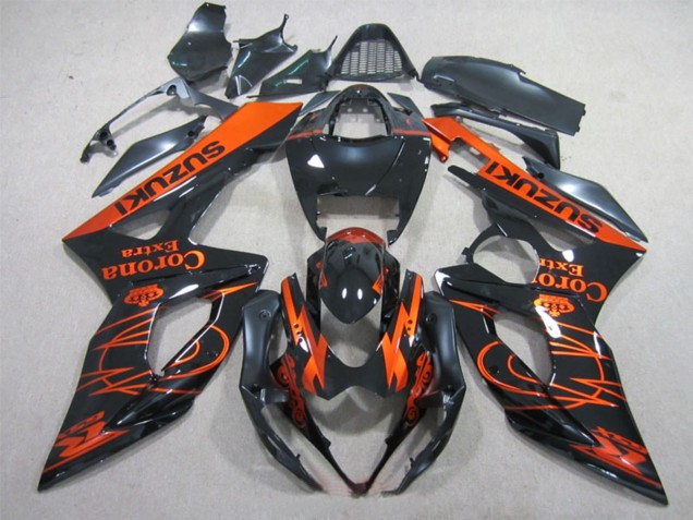 Suzuki GSXR 1000 Motorrad Verkleidung 2005-2006 - Glanzendes Schwarz Orange Corona Extra
