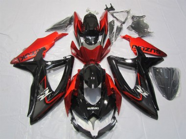 Suzuki GSXR 1000 Motorrad Verkleidung 2007-2008 - Glanzendes Schwarz Rot