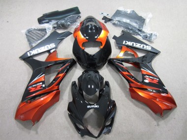 Suzuki GSXR 1000 Motorrad Verkleidung 2007-2008 - Glanzendes Schwarz Orange