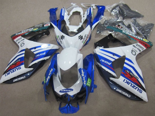 Suzuki GSXR 1000 Motorrad Verkleidung 2009-2016 - Weiss Blau Rot Samsung