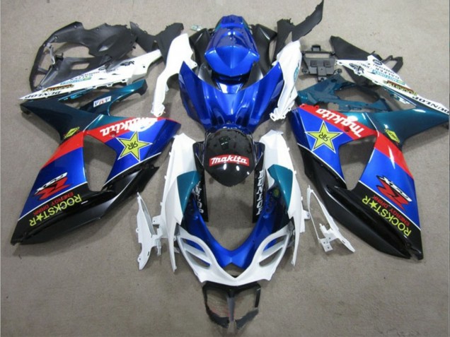 Suzuki GSXR 1000 Motorrad Verkleidung 2009-2016 - Weiss Blau Rot Schwarz RockStar