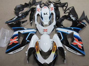 Suzuki GSXR 1000 Motorrad Verkleidung 2009-2016 - Weiss Blau Gelb Schwarz Brux Dunkel Dog