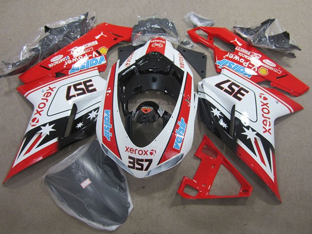 Ducati 1098 Motorrad Verkleidung 2007-2014 - Weiss Rot Schwarz Xerox 357